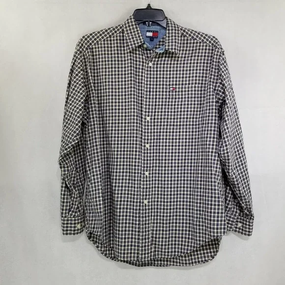 Tommy Hilfiger Men's Shirt Medium Blue Plaid Check Long Sleeve - Picture 1 of 10